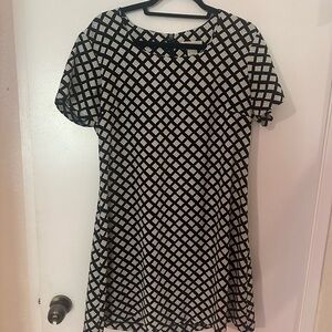 Express Elegant Black and White Geometric Dress Size 11/12